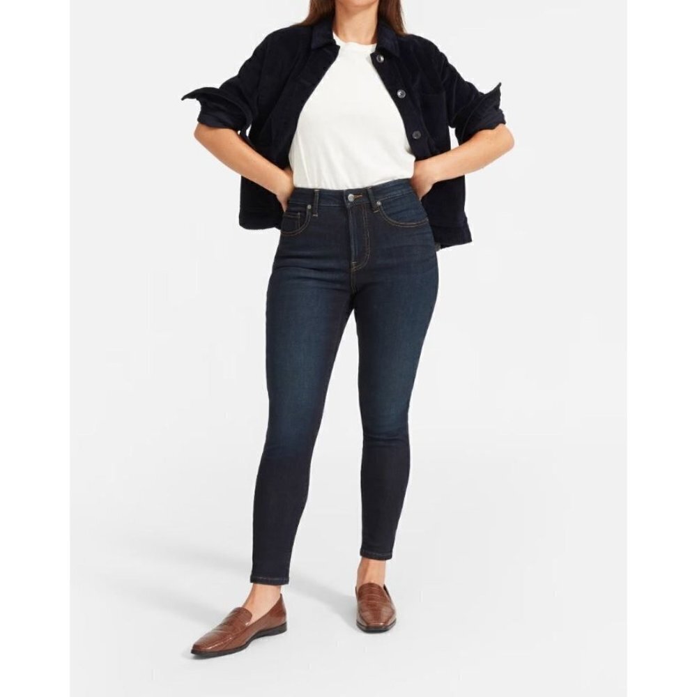 Everlane The Curvy High Rise Skinny Jeans in Dark Blue Wash 35 Womens denim pant